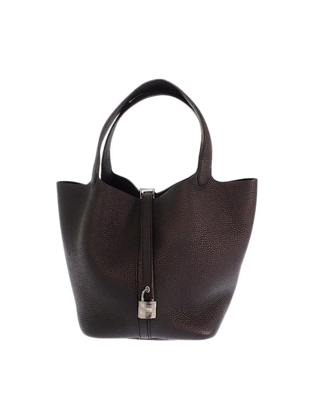 Hermes Picotin Lock MM Handbag Taurillon Clemence Black Silver